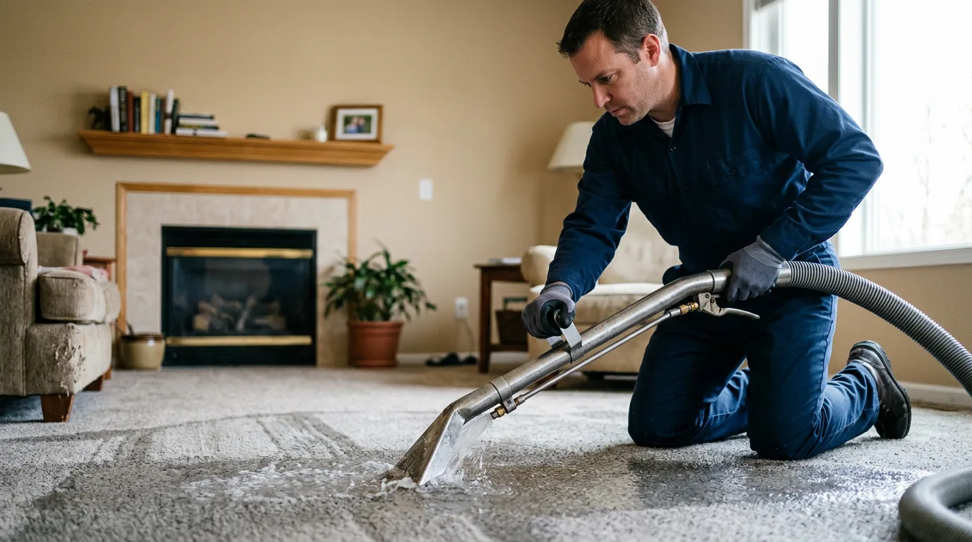 Water damage restoration technician working near Fresno, CA